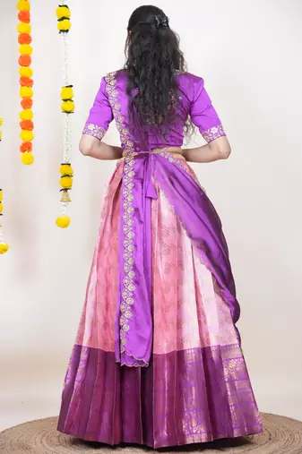 Pink Embroidered Taffeta lehenga choli