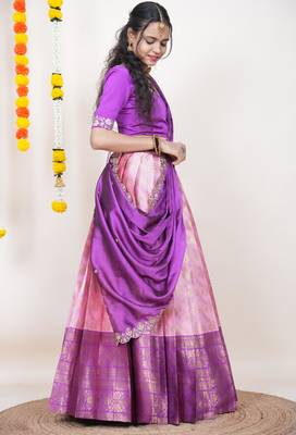 Pink Embroidered Taffeta lehenga choli 3