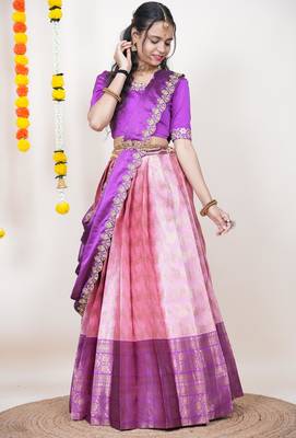 Pink Embroidered Taffeta lehenga choli 4