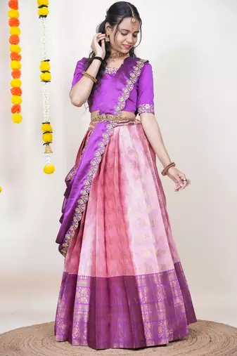 Pink Embroidered Taffeta lehenga choli