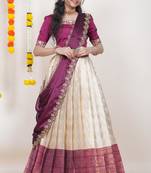 Beige Embroidered Taffeta lehenga choli