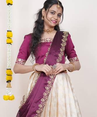 Beige Embroidered Taffeta lehenga choli 2