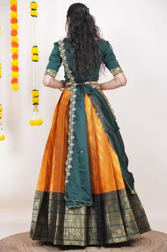 Orange Embroidered Taffeta lehenga choli