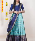 Blue Embroidered Taffeta lehenga choli
