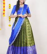 Green Embroidered Taffeta lehenga choli