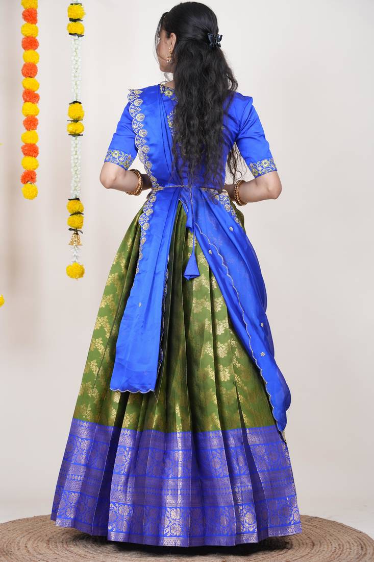 Green Embroidered Taffeta lehenga choli