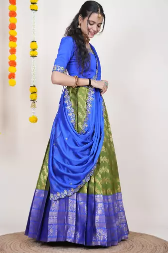 Green Embroidered Taffeta lehenga choli