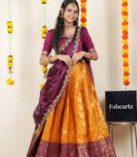 Orange Embroidered Taffeta lehenga choli