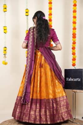 Orange Embroidered Taffeta lehenga choli 2