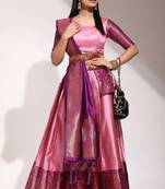 Pink Embroidered Art Silk lehenga choli