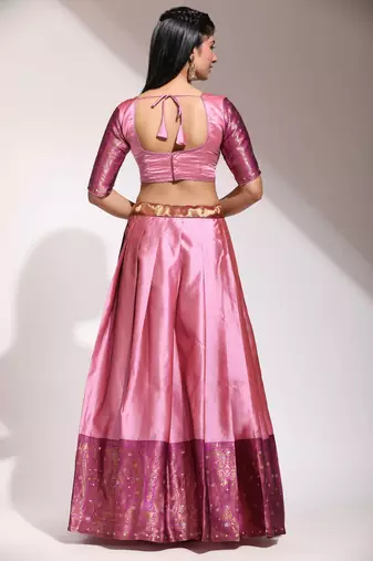 Pink Embroidered Art Silk lehenga choli