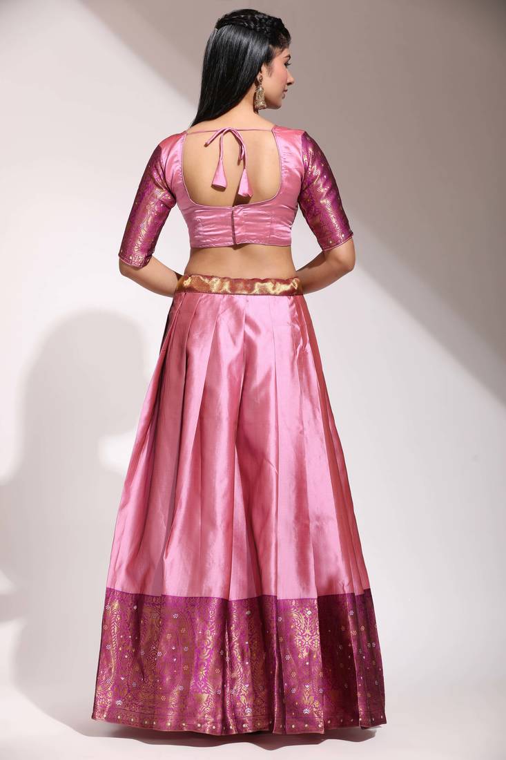 Pink Embroidered Art Silk lehenga choli