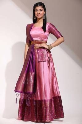 Pink Embroidered Art Silk lehenga choli 4