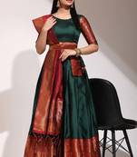 Green Embroidered Art Silk lehenga choli