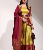 Yellow Embroidered Art Silk lehenga choli