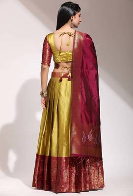 Yellow Embroidered Art Silk lehenga choli 2