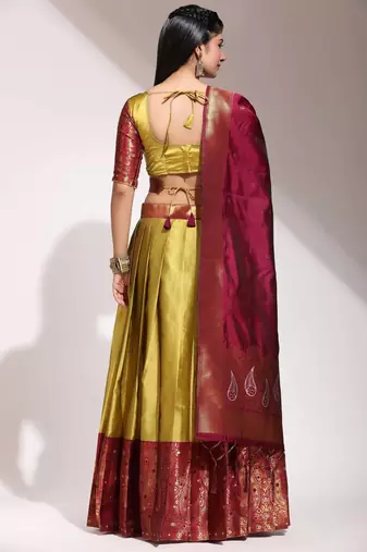 Yellow Embroidered Art Silk lehenga choli
