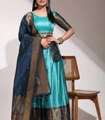 Blue Embroidered Art Silk lehenga choli