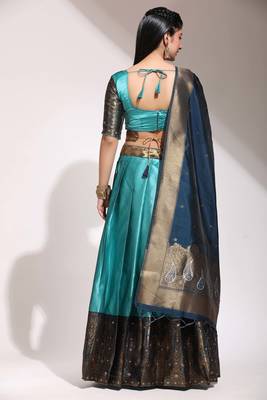 Blue Embroidered Art Silk lehenga choli 2
