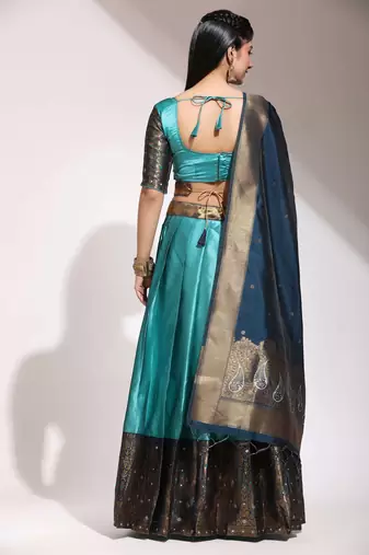 Blue Embroidered Art Silk lehenga choli
