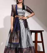 Grey Embroidered Art Silk lehenga choli