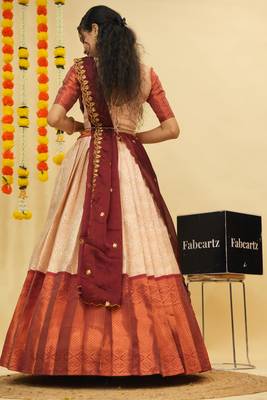 Beige Embroidered Art Silk lehenga choli 2
