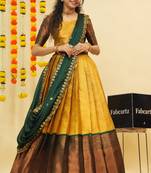 Yellow Embroidered Art Silk lehenga choli