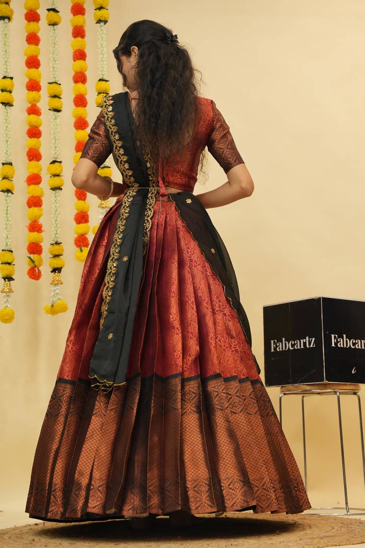 Maroon Embroidered Art Silk lehenga choli