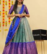 Blue Embroidered Art Silk lehenga choli