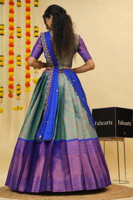 Blue Embroidered Art Silk lehenga choli 2