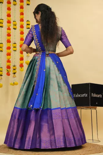 Blue Embroidered Art Silk lehenga choli