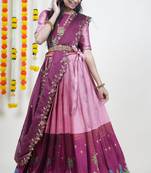 Pink Embroidered Art Silk lehenga choli