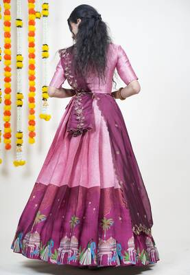 Pink Embroidered Art Silk lehenga choli 2