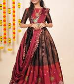 Black Embroidered Art Silk lehenga choli