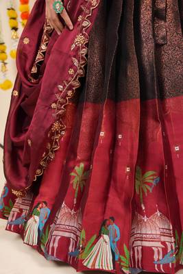 Black Embroidered Art Silk lehenga choli 2