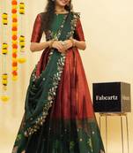 Maroon Embroidered Art Silk lehenga choli