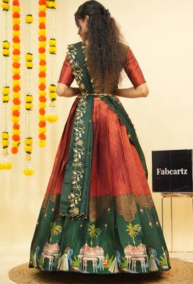 Maroon Embroidered Art Silk lehenga choli 2