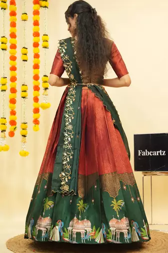 Maroon Embroidered Art Silk lehenga choli