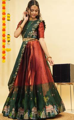 Maroon Embroidered Art Silk lehenga choli 3