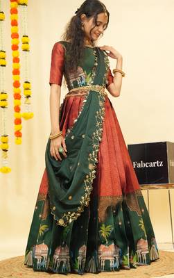 Maroon Embroidered Art Silk lehenga choli 4