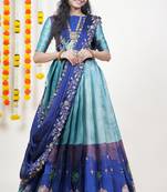 Blue Embroidered Art Silk lehenga choli