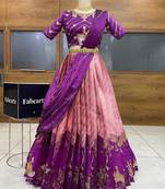 Pink Embroidered Taffeta lehenga choli