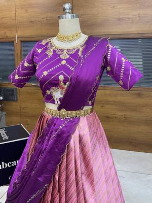 Pink Embroidered Taffeta lehenga choli 4