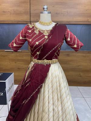 Maroon Embroidered Taffeta lehenga choli 2