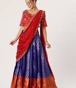 Blue Embroidered Taffeta lehenga choli