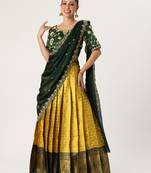 Yellow Embroidered Taffeta lehenga choli