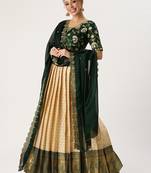 Beige Embroidered Taffeta lehenga choli