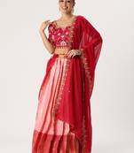 Pink Embroidered Taffeta lehenga choli