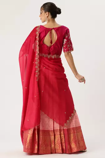 Pink Embroidered Taffeta lehenga choli