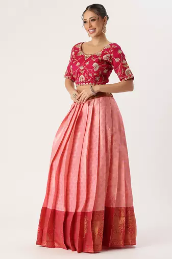 Pink Embroidered Taffeta lehenga choli
